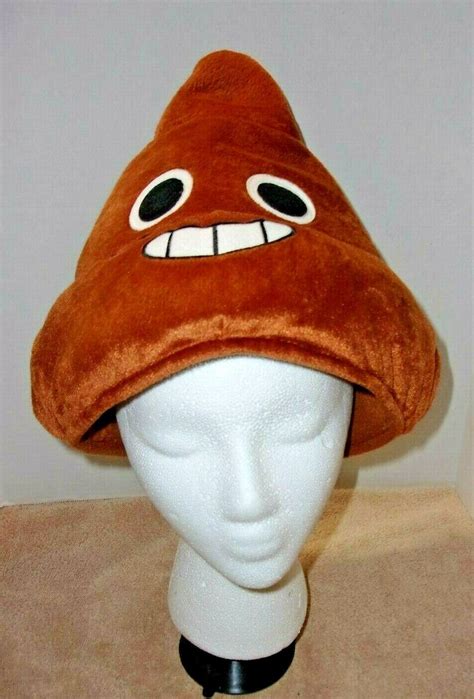 SMILING PLUSH BROWN POOP EMOJI EMOTICON ADJUSTABLE H… - Gem