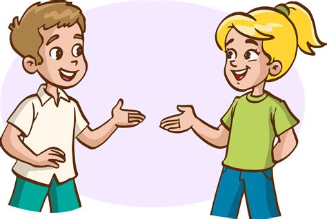 Two Children Talking Cartoon