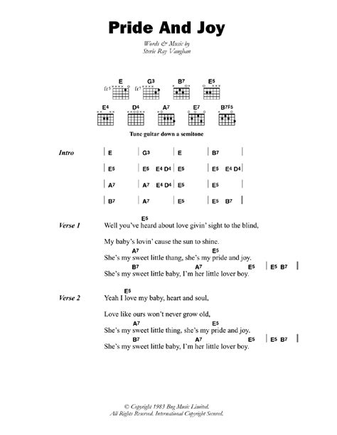 Pride And Joy by Stevie Ray Vaughan - Guitar Chords/Lyrics - Guitar ...