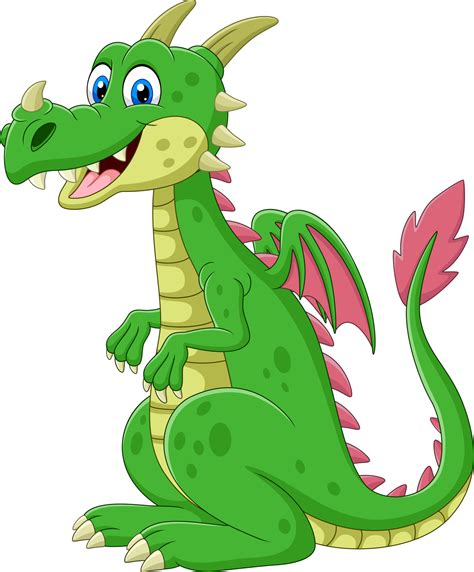 Cartoon happy green dragon sitting 5332237 Vector Art at Vecteezy