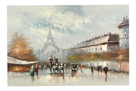 Paris City Street Original Oil Painting | Chairish