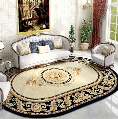 Thickness Luxury Large Oval Rugs Classic Pattern Euro Stylish Area ...