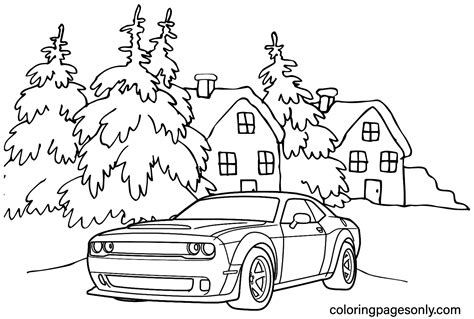 Dodge Challenger Hellcat Demon Coloring Page - Free Printable Coloring Pages