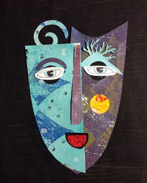 Paper Collage, Collage Art, Paper Mask, Cardboard Art, Middle School Art, Abstract Faces ...
