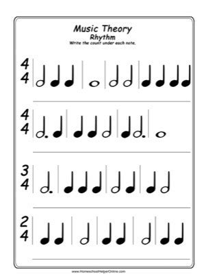 Music Theory Rhythm Worksheet - Homeschool Helper Online