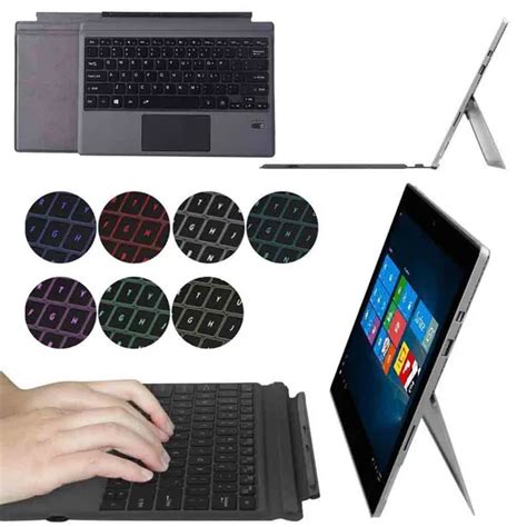 For Microsoft Surface Pro 3 4 2017 6 Magnetic 7 Color Backlit Bluetooth Keyboard PC Laptop ...