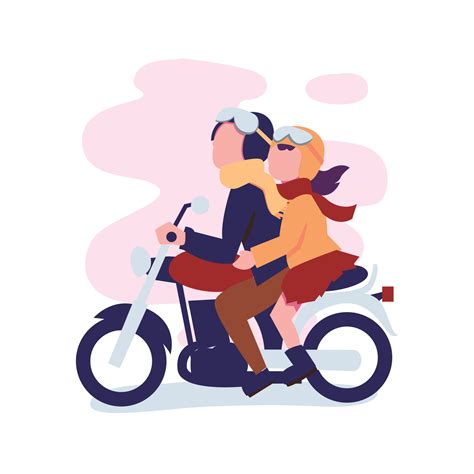 couple driving motorcycle together flat style illustration 21188449 ...