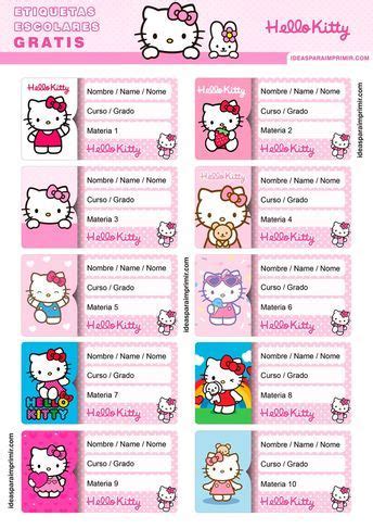 Etiquetas escolares Hello Kitty in 2024 | School name labels, Printable labels, Labels printable ...