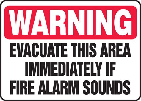 Warning Evacuate Immediately If Fire Alarm Sounds Safety Sign MFEX303