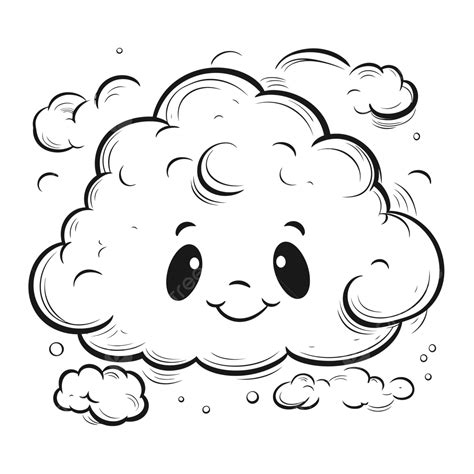 Vector Drawing Of Cute Cloud Outline Sketch Realistic Cloud Drawing ...