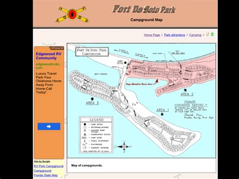 Fort DeSoto Campgrounds map. The best camp sites for tents are between ...