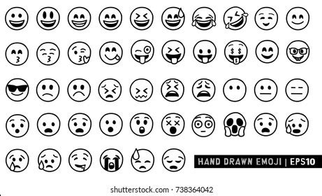 Hand Drawn Emoji Black White Design Stock Vector (Royalty Free) 738364042 | Shutterstock