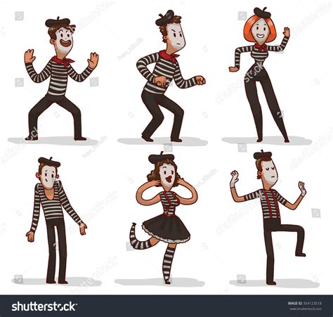 Set Funny Cartoon Mimes They Standing Stock Vector (Royalty Free) 354123518