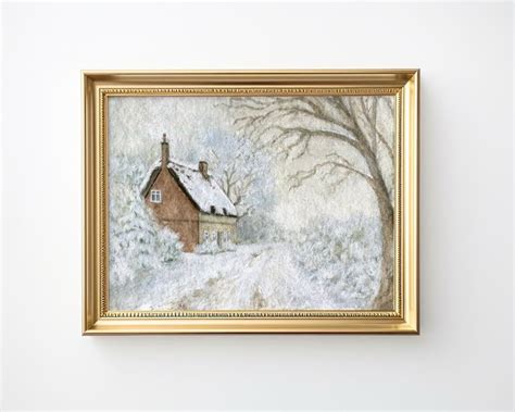 Christmas Cottage Print Christmas Art Vintage Christmas Painting - Etsy | Christmas art ...