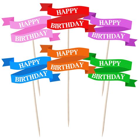 Happy Birthday Banner Cupcake Toppers Picks Pics 12pk - Etsy