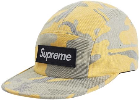 Supreme Washed Out Camo Camp Cap Yellow Camo