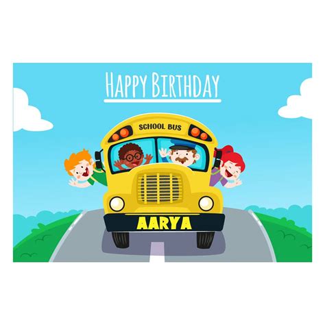 Buy The Blu Party Wheels on The Bus Theme Customized Birthday Banner / Backdrop with Birthday ...