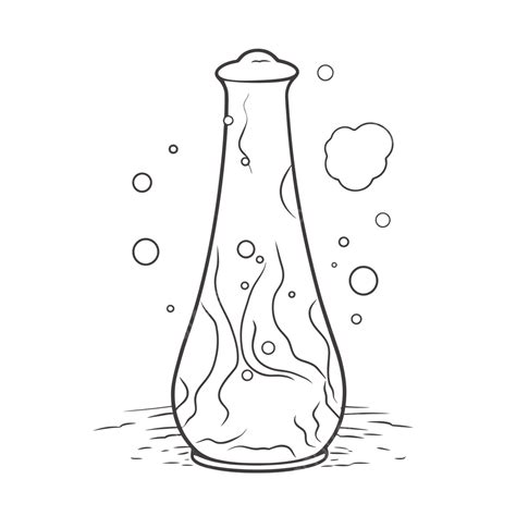 Simple Hand Drawn Drawing Of A Large Bottle With Water And Bubbles Outline Sketch Vector, Lava ...