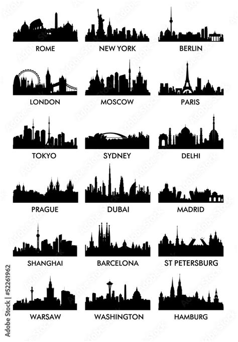 Top city silhouette vector Stock Illustration | Adobe Stock