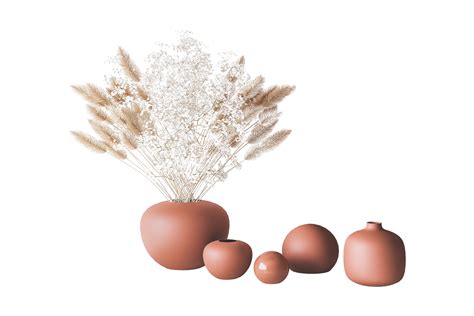 Clay vases set with a plant isolated on a transparent background 21397311 PNG