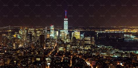 Aerial Night View Of Manhattan - Stock Photos | Motion Array