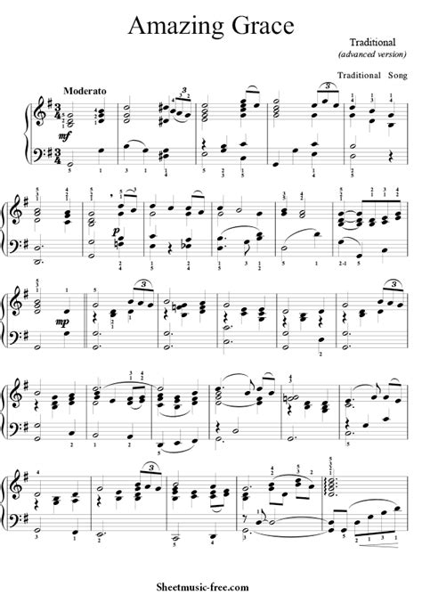 Amazing Grace Sheet Music Piano - ♪ SHEETMUSIC-FREE.COM