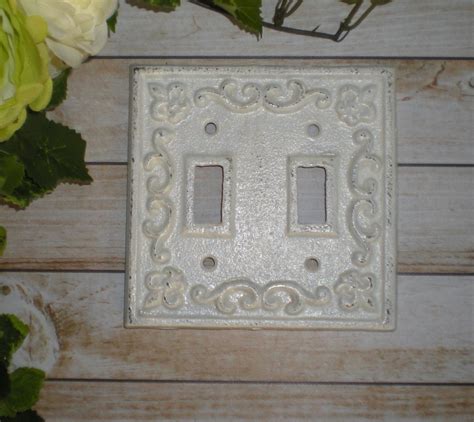 White /Decorative Light Switch Plate/ Double by FromShab2Chic