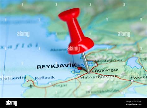 Kópavogur, Iceland pin on map Stock Photo - Alamy