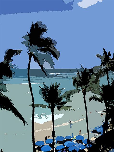 Blue Beach Umbrellas Digital Art by Karen Nicholson | Fine Art America