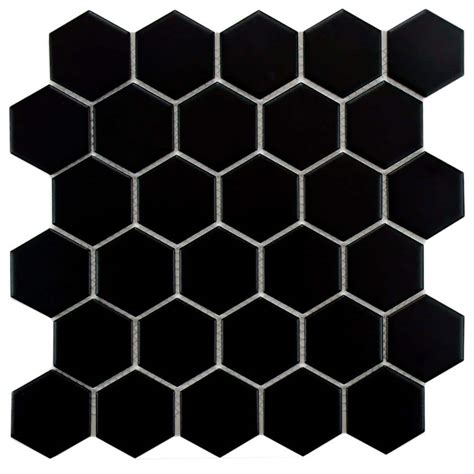 Merola Tile Metro Octagon Matte White and Black 11-1/2 in. x 11-1/2 in. x 5 mm Porcelain Mosaic ...