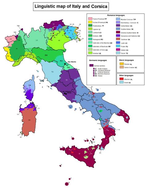 Language map of Italy : r/MapPorn