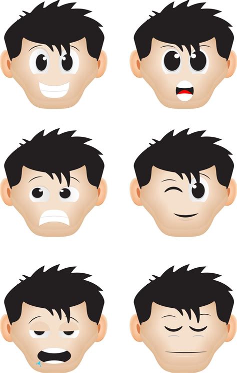 set collection of male expression face 9875682 Vector Art at Vecteezy