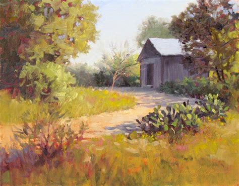 "THE PUMPHOUSE" – plein air landscape oil painting by Texas modern ...