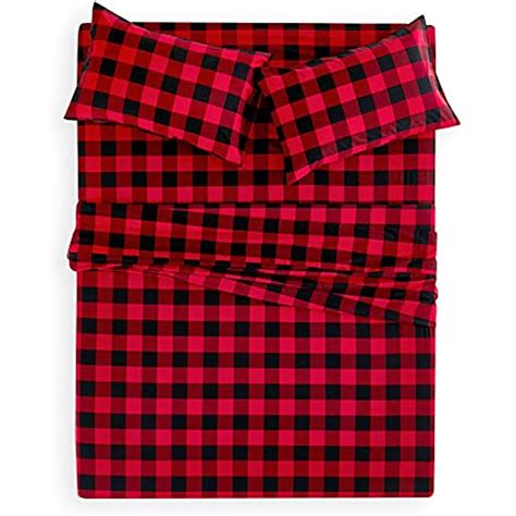 Multicolored Buffalo Plaid Flannel Sheets Set (100% Cotton)