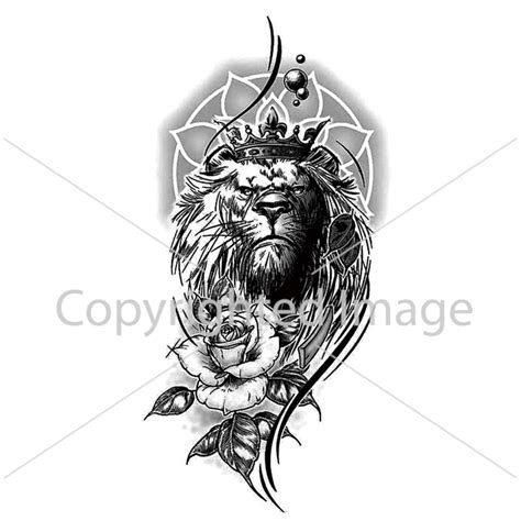 Tattoo Design Lion Rose Download - Etsy