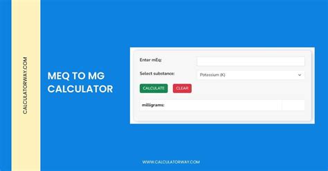 mEq to mg calculator - Calculatorway