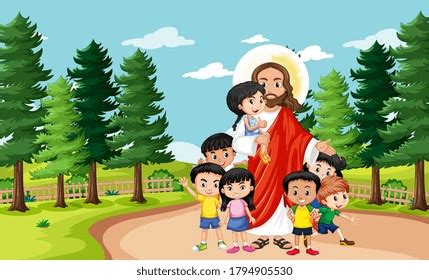 Jesus Children Park Illustration Stock Vector (Royalty Free) 1789167245 ...