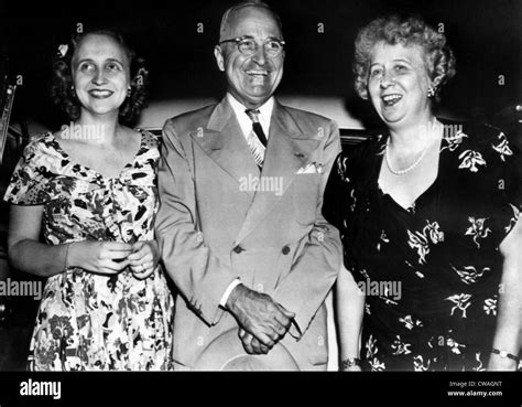 President Harry Truman (center), with wife First Lady Bess Truman (far ...