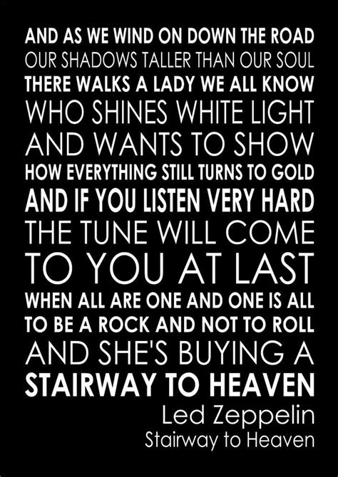 Details about STAIRWAY TO HEAVEN - LED ZEPPELIN Wall Typography Words Song Lyric Lyrics Music in ...