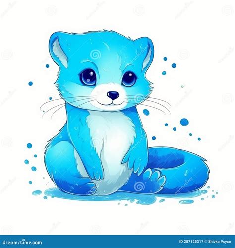 A Blue Ferret on White Background Generative AI Stock Image - Image of ...