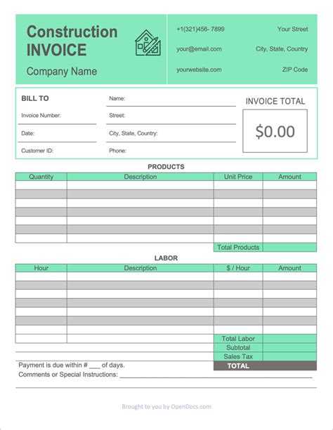 Contractor Invoice Template Excel Free ~ Excel Templates