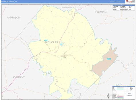 Nicholas County, KY Wall Map Color Cast Style by MarketMAPS