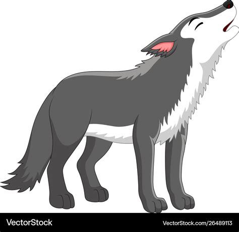 Cartoon wolf howling on white background Vector Image