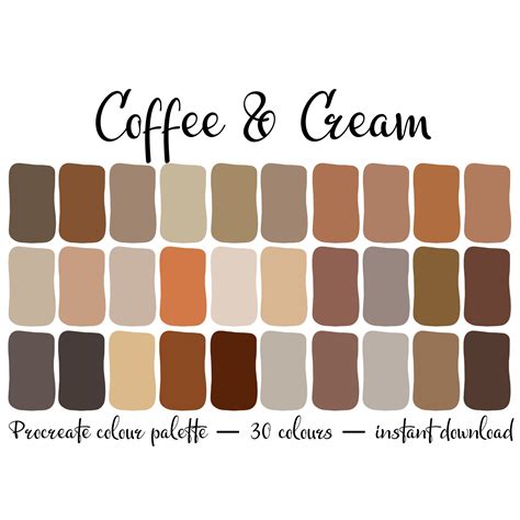 Coffee & Cream Colour Palette - Etsy