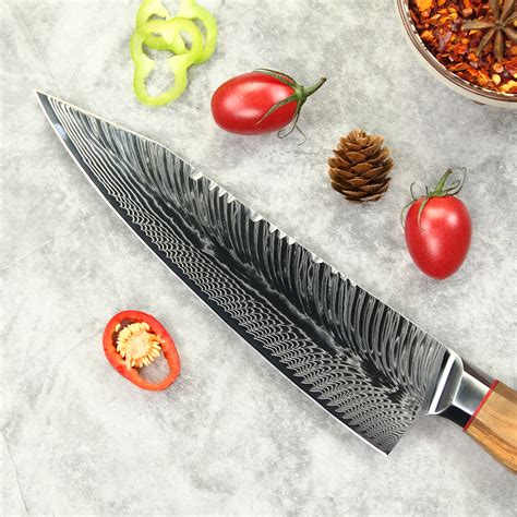 Chef Kitchen Knife 8 Inch Home Cooking Tool Olive Wood Handle - Yashka ...