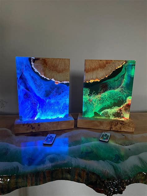 Bed Side Table Lamp Epoxy Resin Lamp Set of 2 Lamps Epoxy - Etsy | Diy resin lamp, Epoxy resin ...