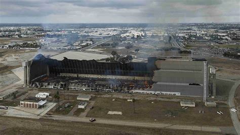 Fire burns historic World War II-era blimp hangar in Tustin