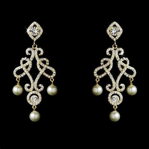 Majestic Austrian Crystal & Pearl Chandelier Earrings - Elegant Bridal Hair Accessories