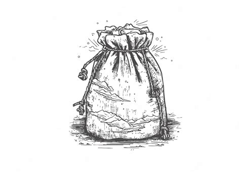 Premium Vector | Sack with flour in black and white a handdrawn sketch ...