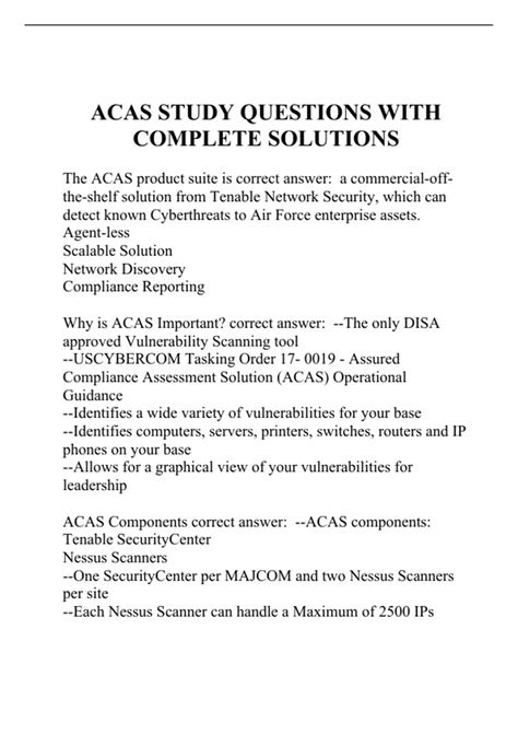 ACAS STUDY QUESTIONS WITH COMPLETE SOLUTIONS - ACAS - Stuvia US